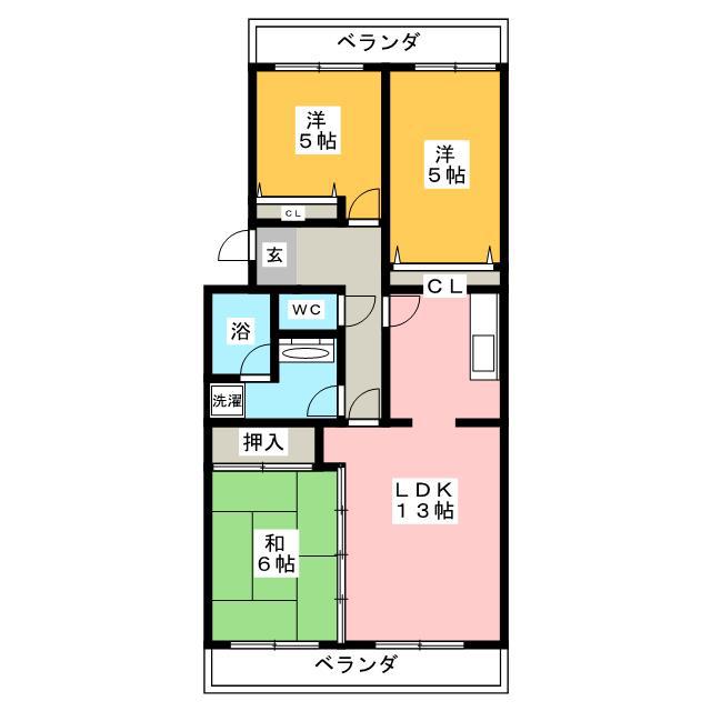 グリーンシャンテ(3LDK/3階)の間取り写真