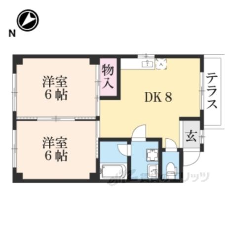 ヴィラコスモス(2DK/2階)の間取り写真