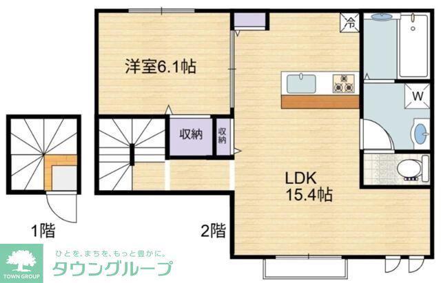 エルシオン狛江(1LDK/2階)の間取り写真