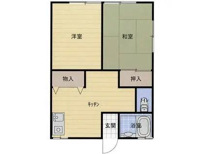 マリンハイツI(2DK/1階)の間取り写真