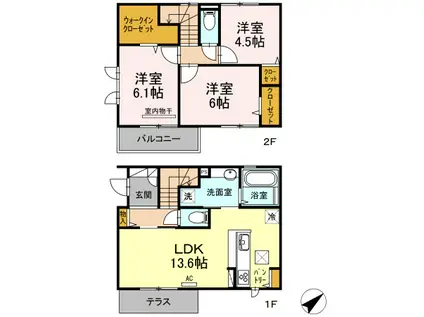 セルジェ竹下M館(3LDK/2階)の間取り写真