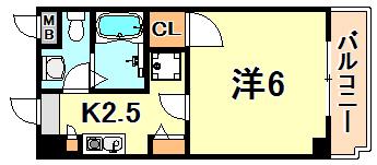 リバーサイド樫の木(1K/3階)の間取り写真