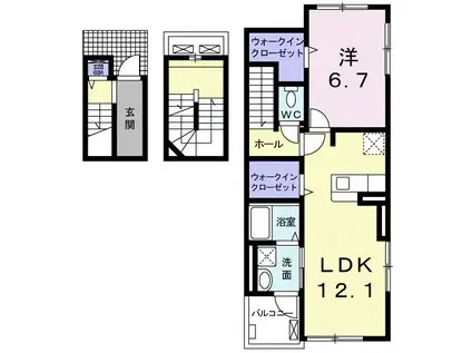 グランパス(1LDK/3階)の間取り写真