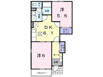 メゾンシミズB(2DK/1階)の間取り写真