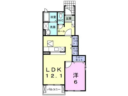 インフォローズB(1LDK/1階)の間取り写真