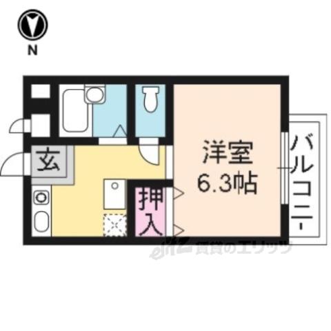 ハイツ・ヴィオレ紫明(1K/2階)の間取り写真
