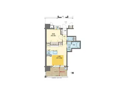 ピアッツァコート南八木(1LDK/8階)の間取り写真