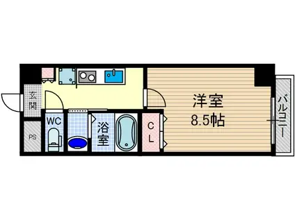 OASIS BRILLIANT(1K/6階)の間取り写真