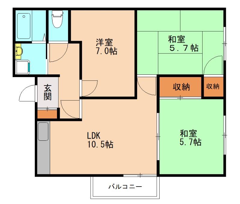西浜コーポ(3LDK/2階)の間取り写真