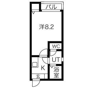 シャムロック熱田W(1K/1階)の間取り写真