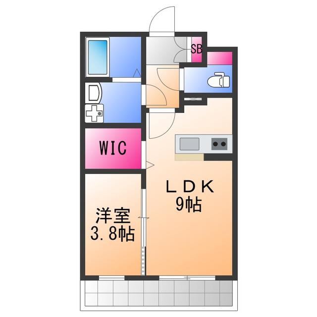サザンクレスト高師浜(1LDK/4階)の間取り写真