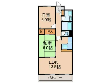 エクシアパーム弐番館(2LDK/7階)の間取り写真