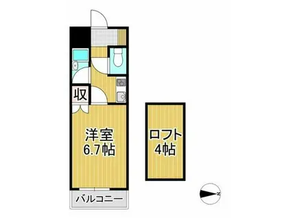 プライマリー久留米大南(1K/2階)の間取り写真