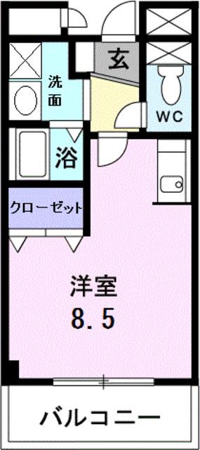 リーヴァ 神石(ワンルーム/1階)の間取り写真