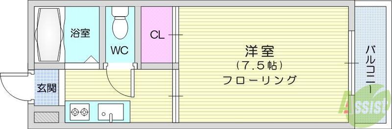 シャイニングプラザ佐竹(1K/3階)の間取り写真
