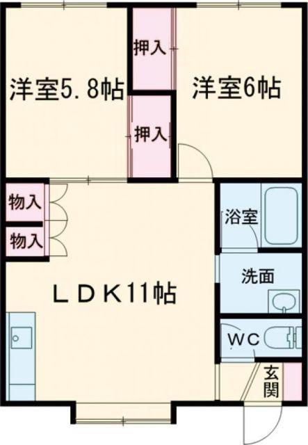 エルフィンパークツイン(2LDK/2階)の間取り写真