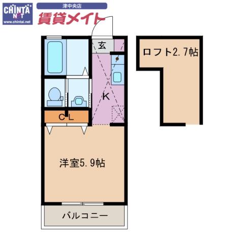 スマイルコーポI(1K/2階)の間取り写真