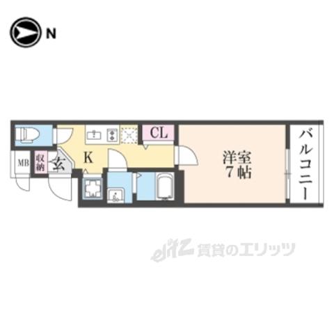 アドバンス京都烏丸町(1K/2階)の間取り写真