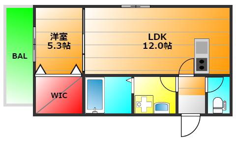九条ソリティア(1LDK/3階)の間取り写真