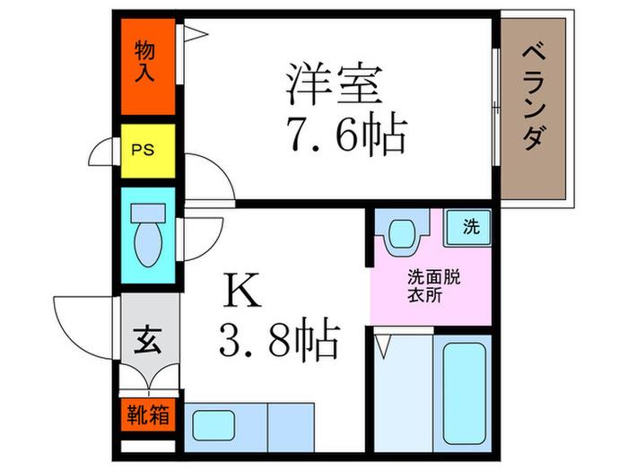 セジュール大山崎(1K/2階)の間取り写真