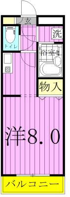 後関マンションII(1K/3階)の間取り写真