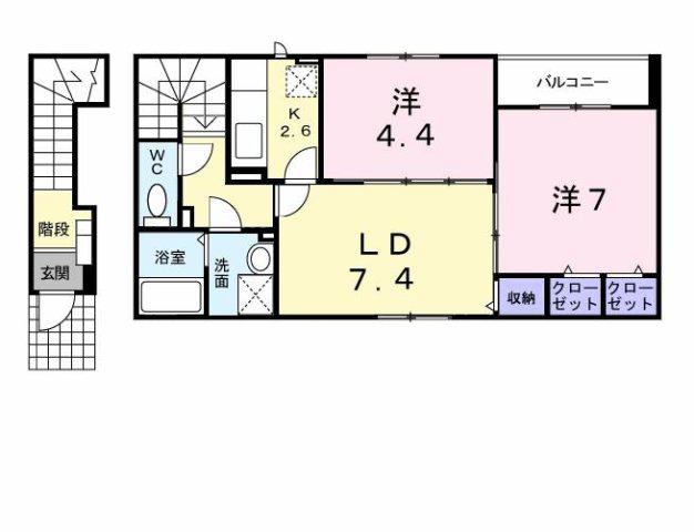 コートドールII(2LDK/2階)の間取り写真