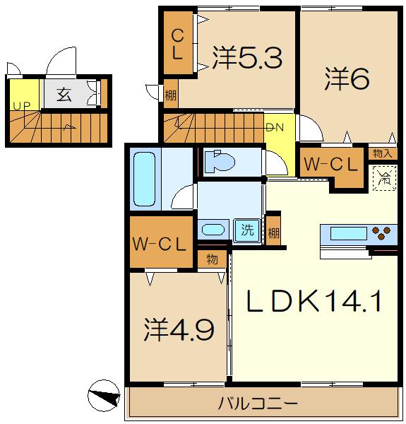 VISTA FUJI(3LDK/2階)の間取り写真