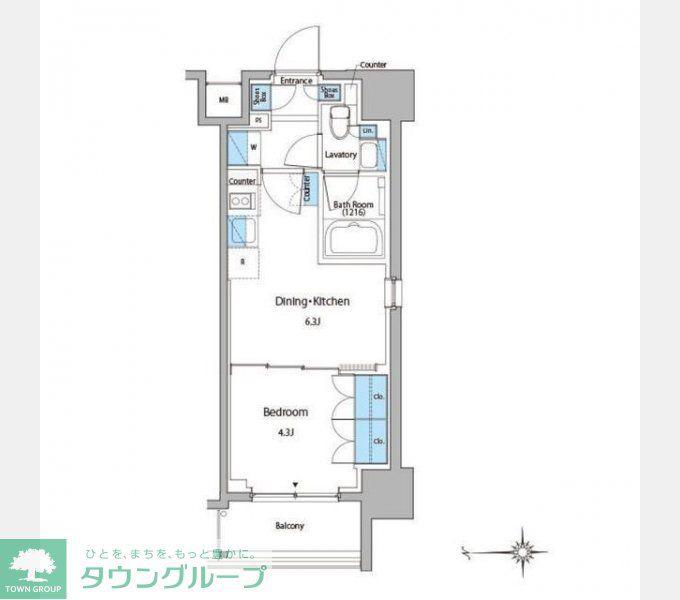 ルフォンプログレ門前仲町マークス(1DK/3階)の間取り写真