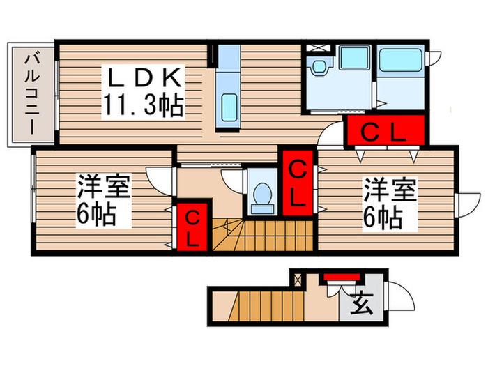 フォレストタウンII(2LDK/2階)の間取り写真