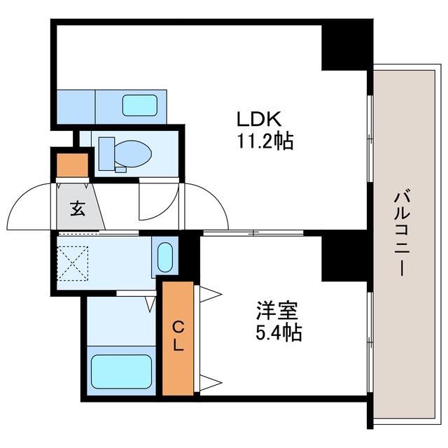 N6ウエスト11・M(1LDK/4階)の間取り写真
