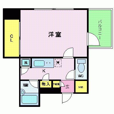パレステュディオ銀座一丁目(1K/2階)の間取り写真