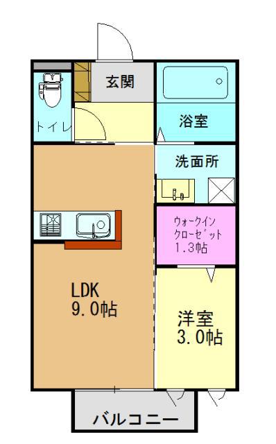 カーサ・ブランカ 高砂西(1LDK/2階)の間取り写真