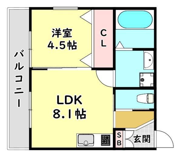 イリスコート忍ヶ丘II(1LDK/2階)の間取り写真