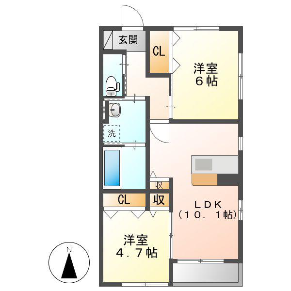 ミネット(2LDK/2階)の間取り写真