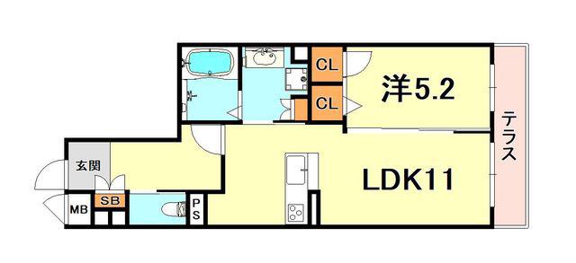 ルミエール住吉本町(1LDK/1階)の間取り写真