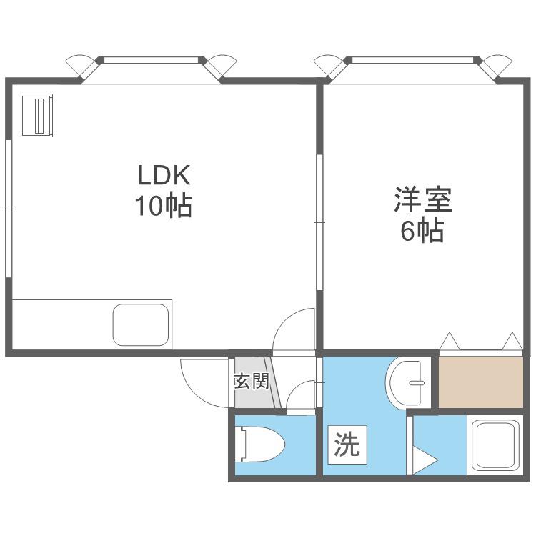 ヴィラパークサイド(1LDK/2階)の間取り写真