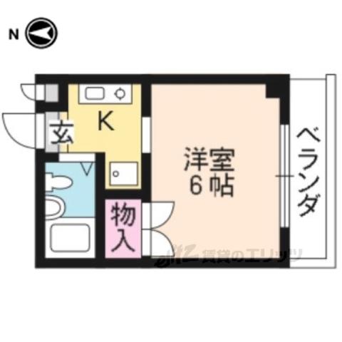 ハイツ岡本(1K/2階)の間取り写真