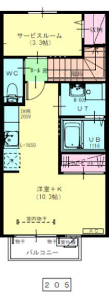JR東北本線 古館駅 徒歩9分 2階建 築5年(1SK/2階)の間取り写真