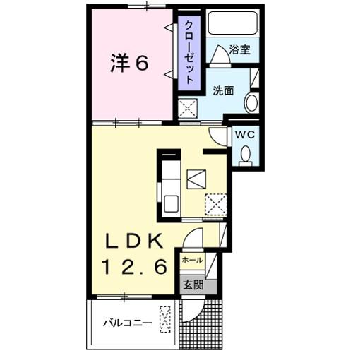 プラム・バレー1(1LDK/1階)の間取り写真
