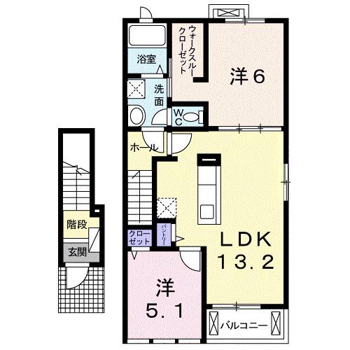 グリーンビラ C(2LDK/2階)の間取り写真