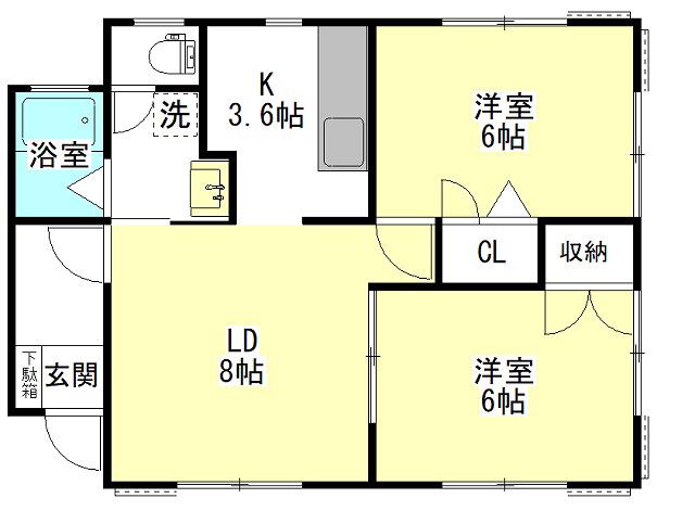 ワイルドグース3RD(2LDK/1階)の間取り写真