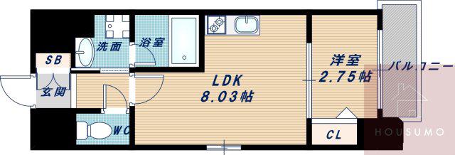 FORTUNEY江坂I(1LDK/3階)の間取り写真