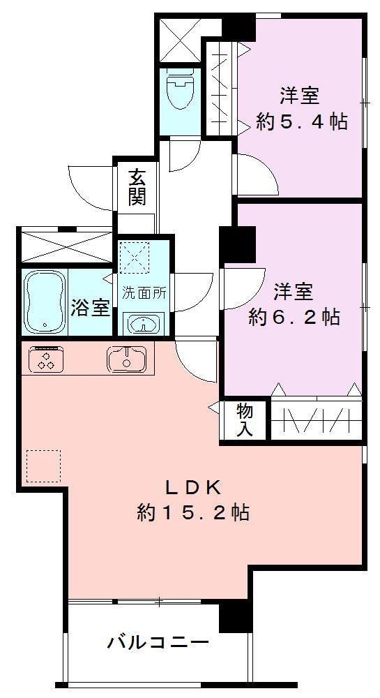 アテンドビル(2LDK/6階)の間取り写真