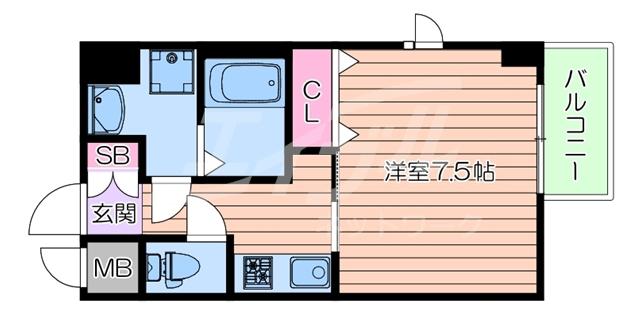 LA DOUCEUR江坂II(1K/4階)の間取り写真