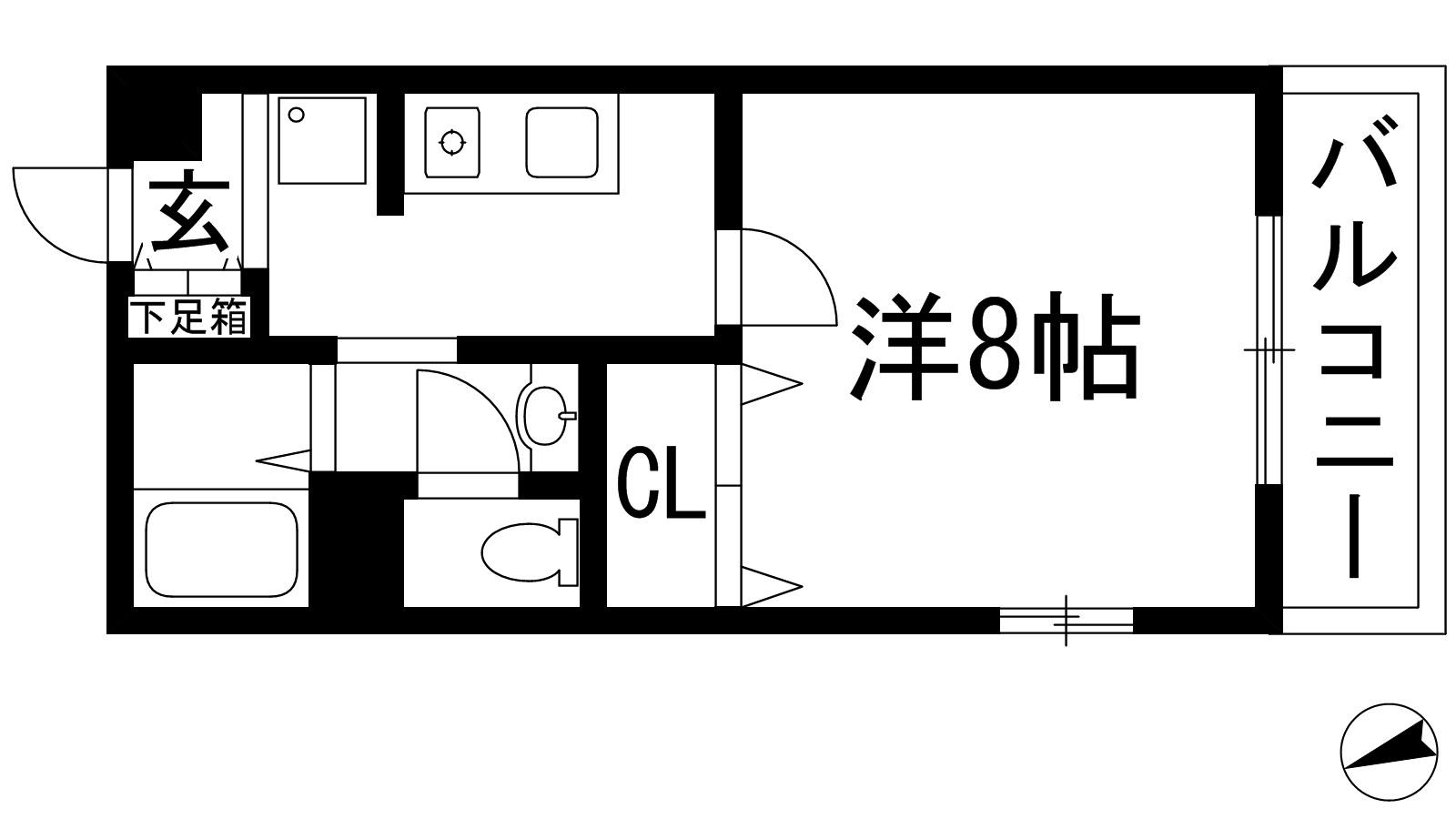 エスポワールⅡ(1K/2階)の間取り写真
