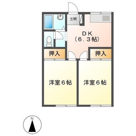 エスクレスト(2DK/2階)の間取り写真