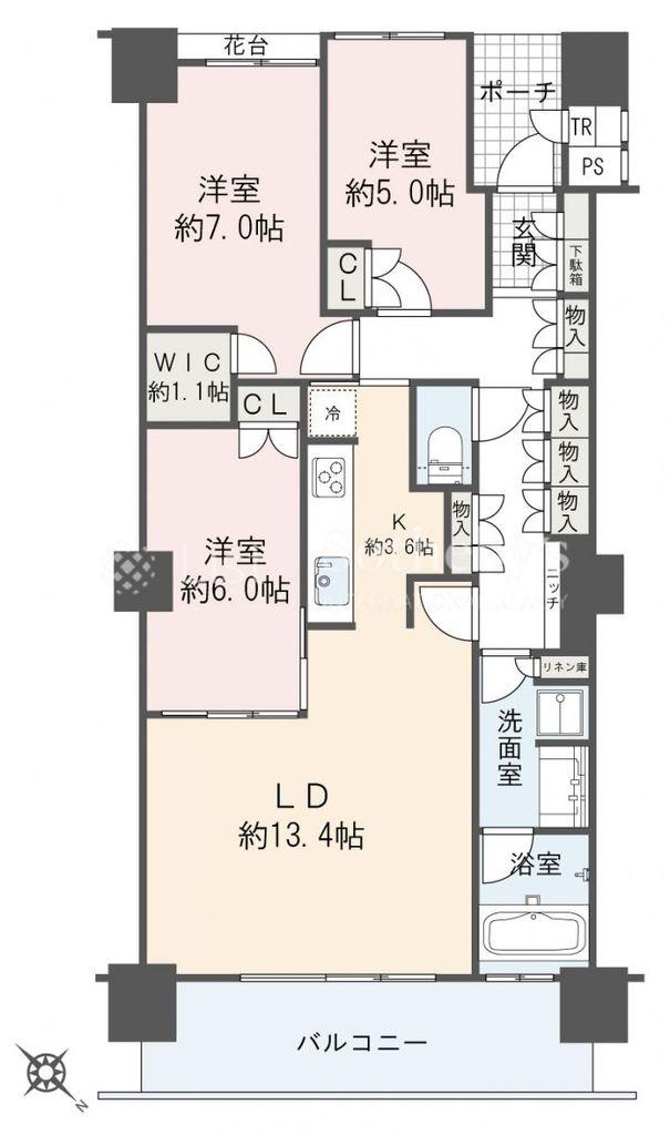 シティタワー品川(3LDK/24階)の間取り写真