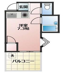 サンロイヤルみやこ(1K/6階)の間取り写真