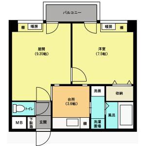 藤井ビル北23条II(1LDK/2階)の間取り写真