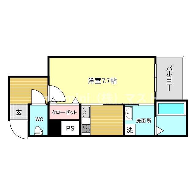 ルミエール難波(1K/10階)の間取り写真